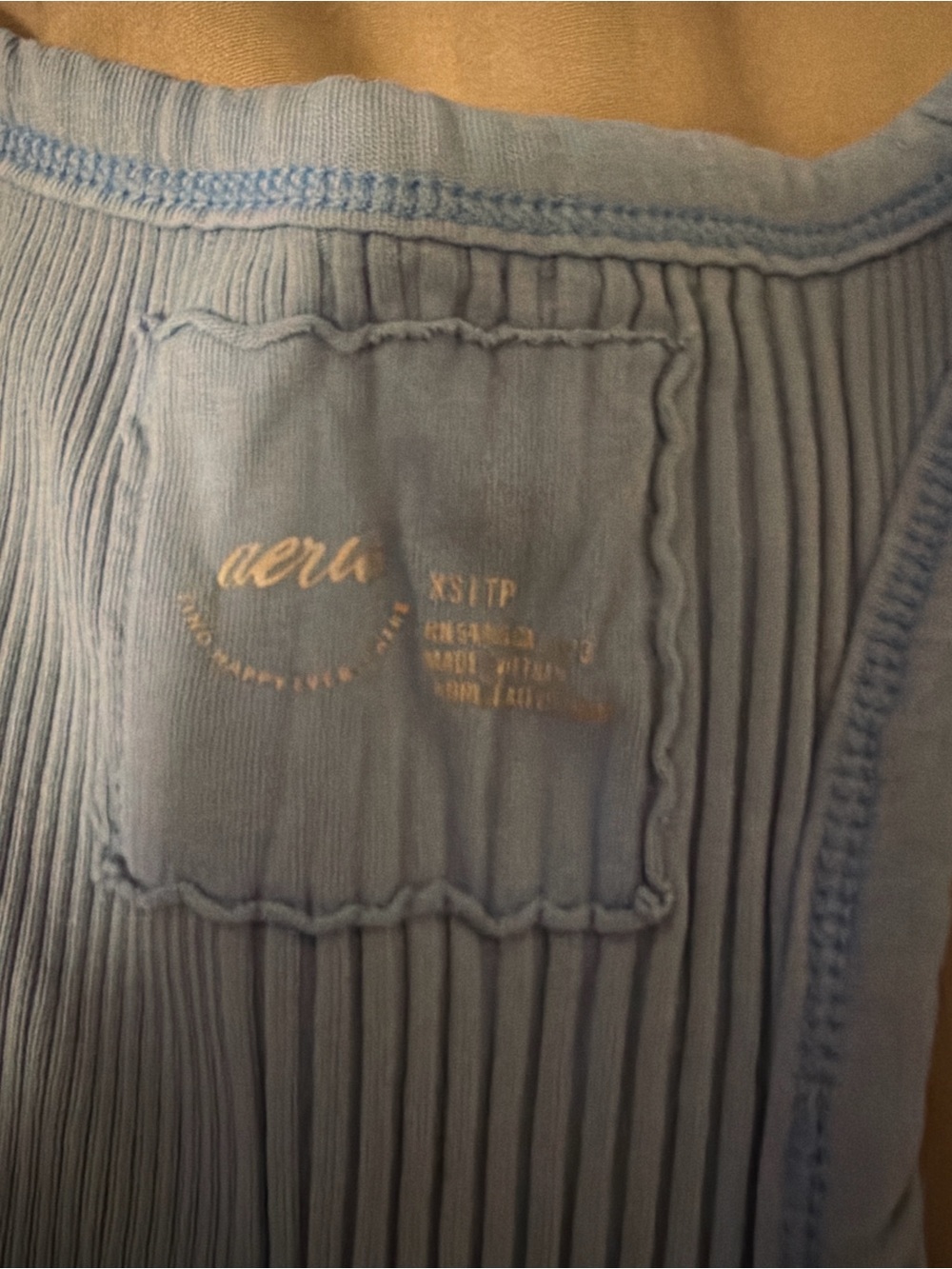 Light Blue Ribbed Henley Tank Top - Picture 4 of 4